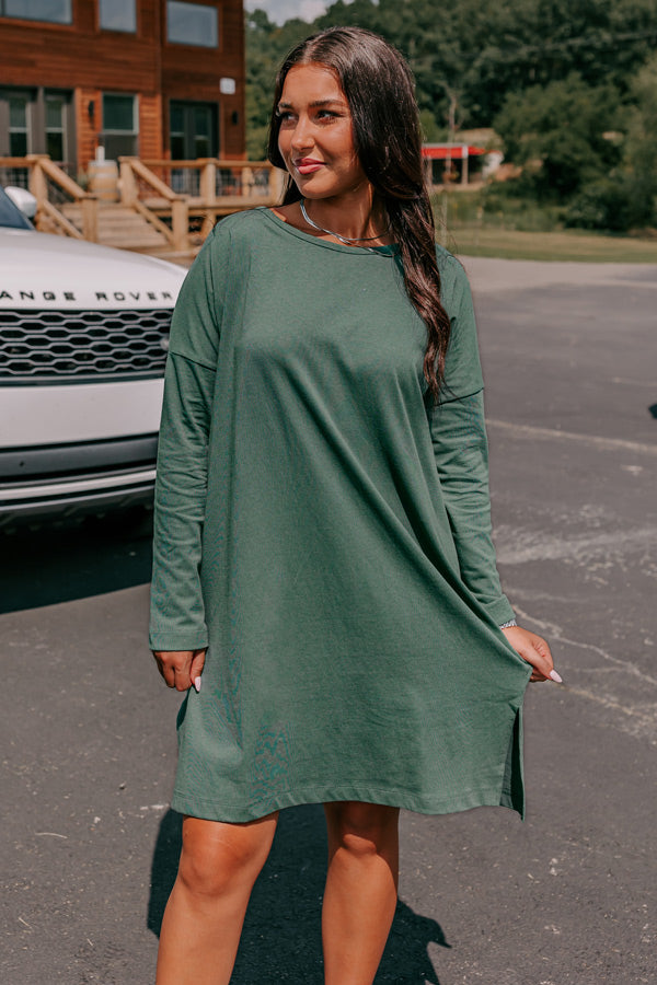 Always There For You T-Shirt Dress In Light Hunter Green Image - 5