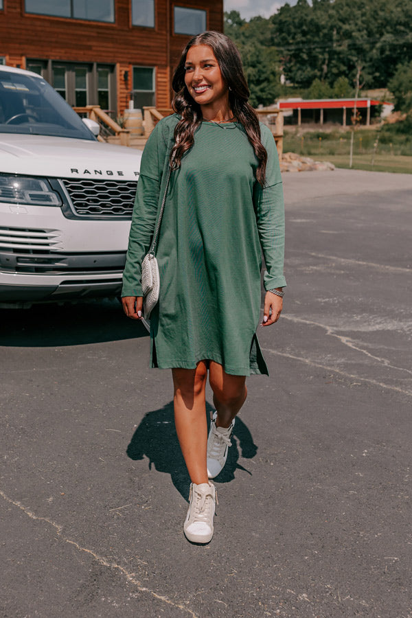 Always There For You T-Shirt Dress In Light Hunter Green Image - 4