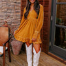 Lost In A Novel Velvet Mini Dress In Golden Honey Image - 1