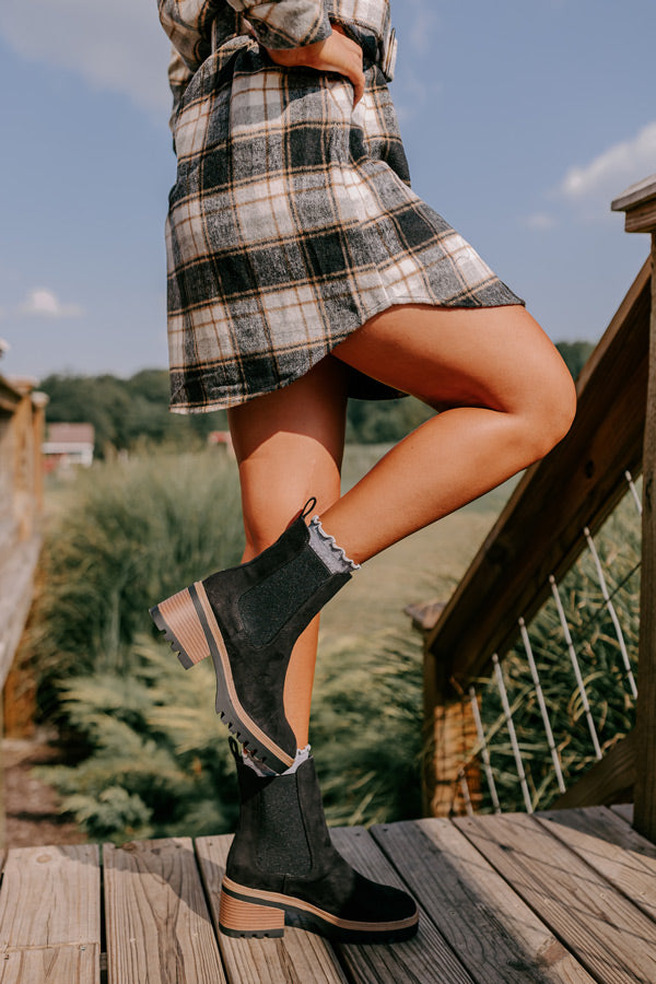 The Parke Faux Suede Boot in Black
