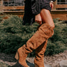 The Ava Faux Suede Thigh High Boot In Brown Image - 1