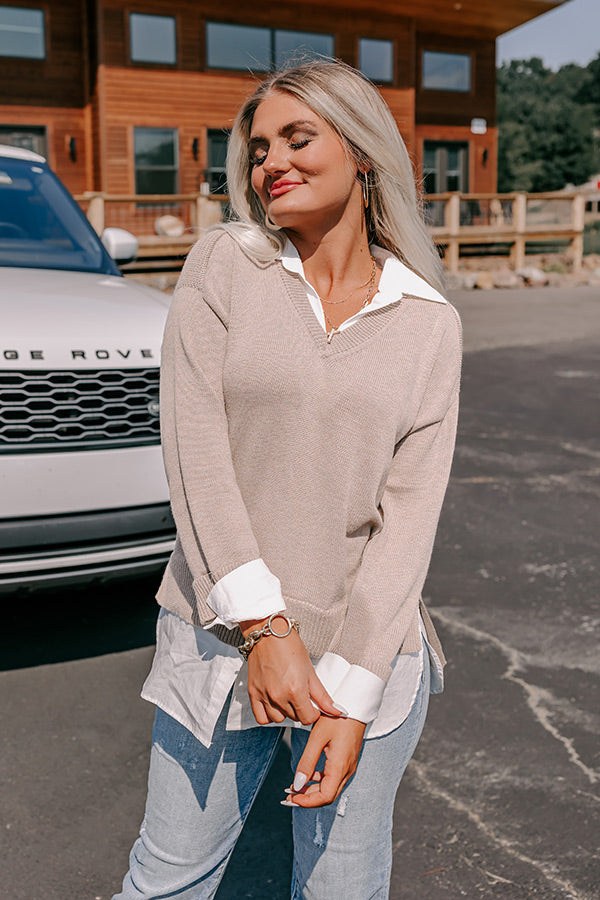 Early Start Sweater Top In Taupe Image - 5