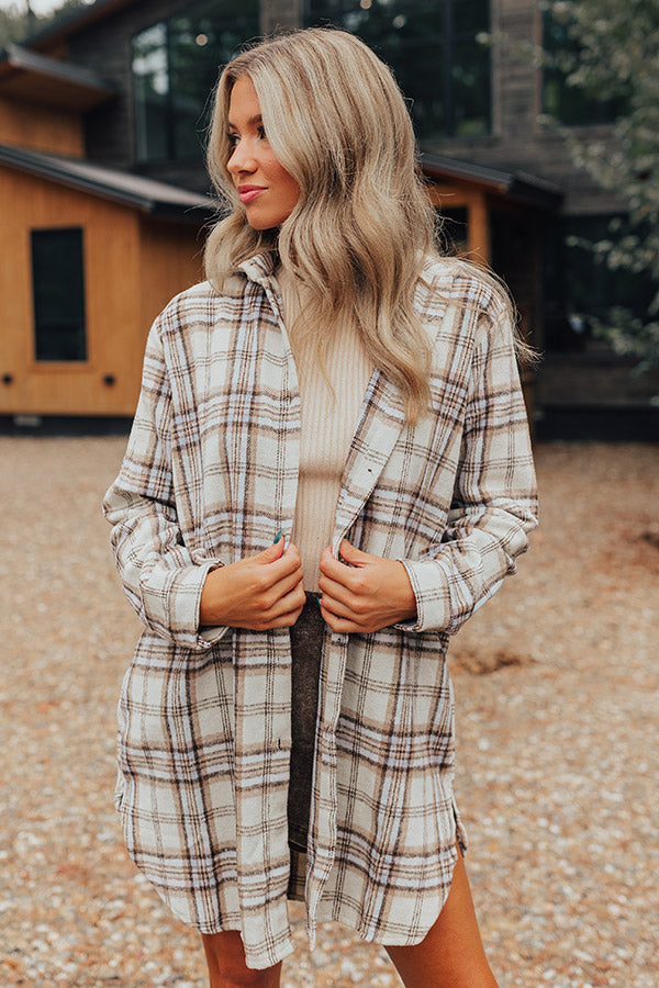 Touch Of Fall Plaid Tunic Dress In Cream Image - 2