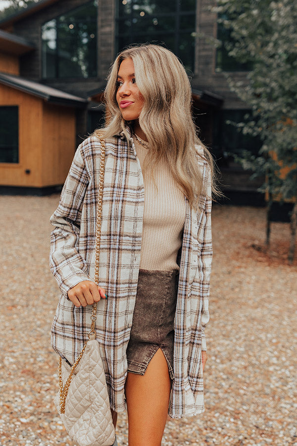 Touch Of Fall Plaid Tunic Dress In Cream Image - 4