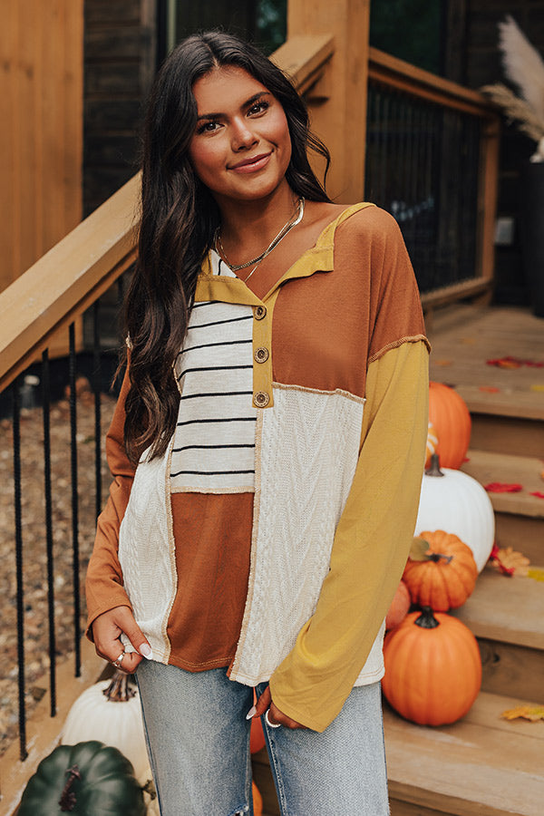 Pumpkin Spice Feels Colorblock Top Image - 2