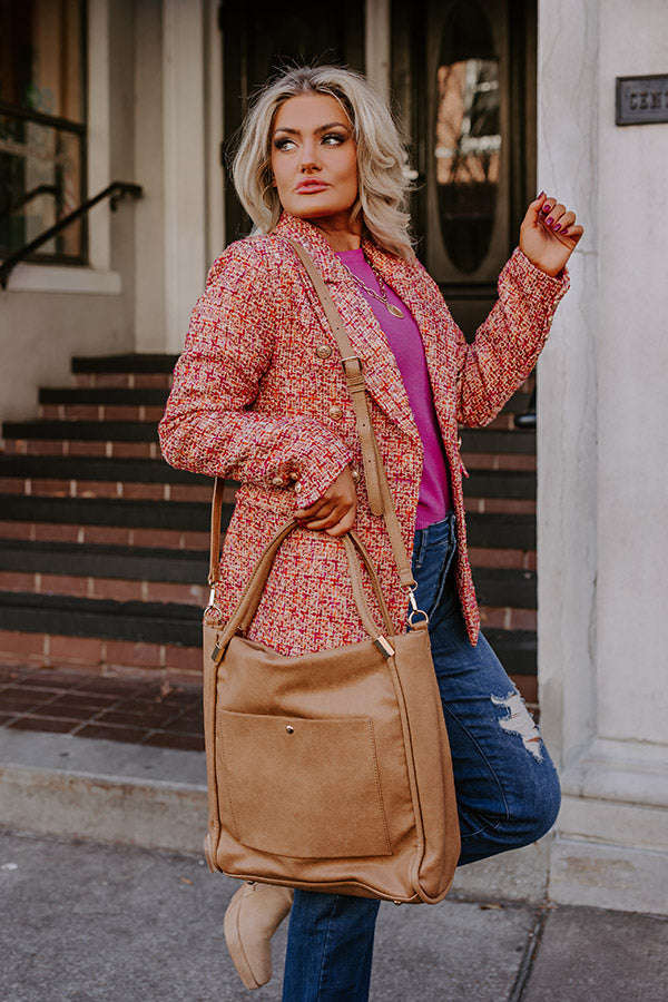 Never Pretend Faux Leather Tote In Tan Image - 5