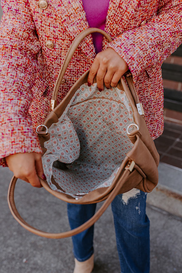 Never Pretend Faux Leather Tote In Tan Image - 4