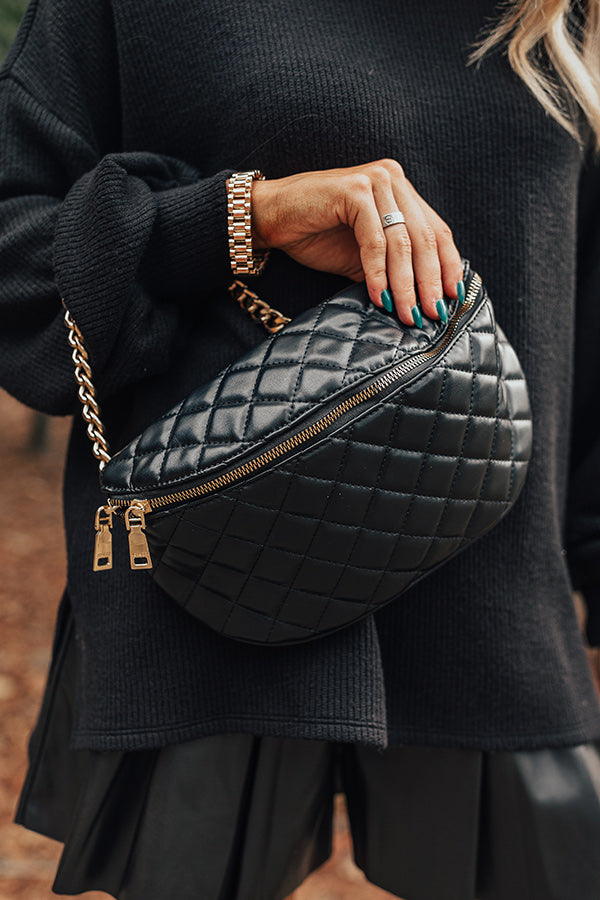 Fashionably Late Faux Leather Quilted Fanny Pack In Black Image - 2
