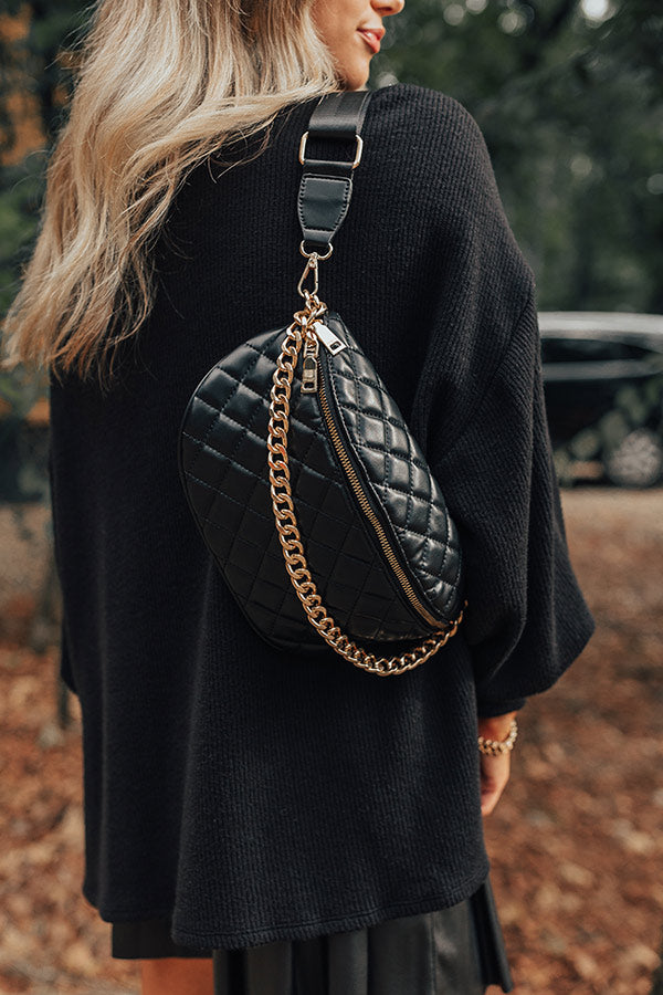 Fashionably Late Faux Leather Quilted Fanny Pack In Black Image - 1