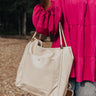 Never Pretend Faux Leather Tote In Stone Image - 1