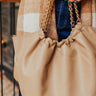 The Preston Faux Leather Tote In Beige Image - 1