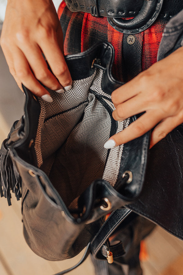 The Kenzo Faux Leather Fringe Backpack In Black Image - 4