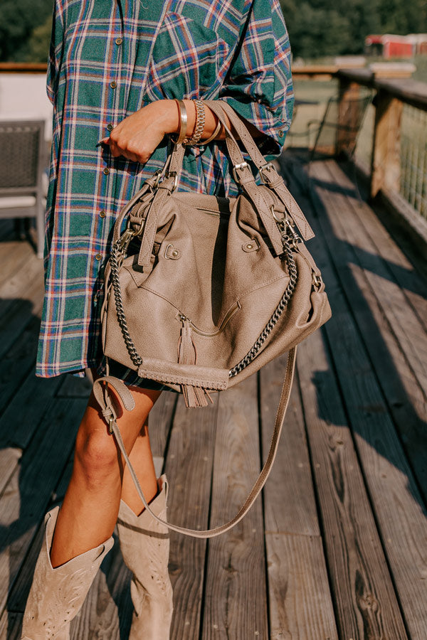 Simply Grand Faux Leather Tote In Taupe Image - 1