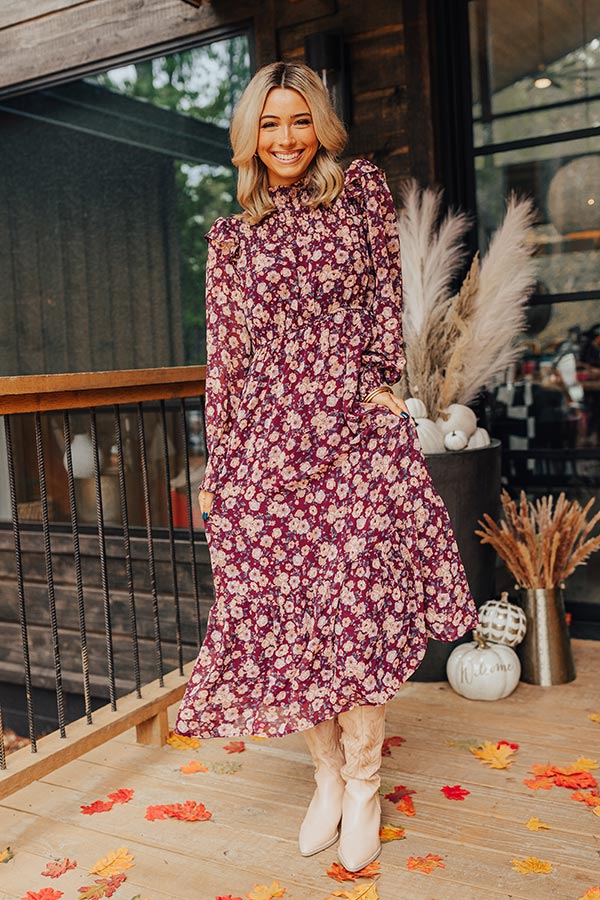 Sangria Toast Floral Midi In Purple Image - 2