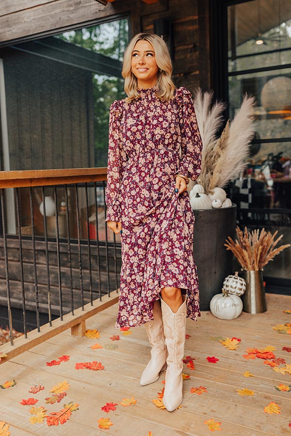 Sangria Toast Floral Midi In Purple Image - 1