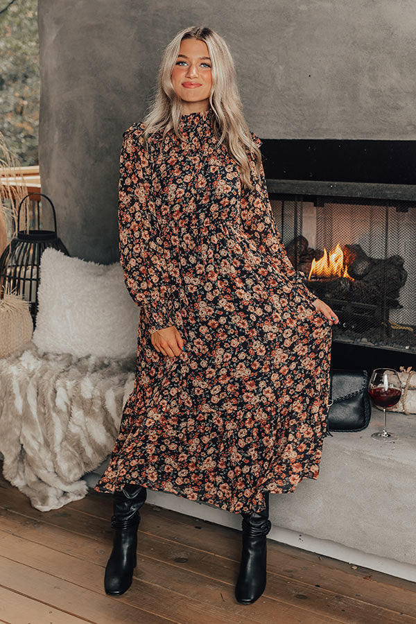Sangria Toast Floral Midi In Black Image - 2