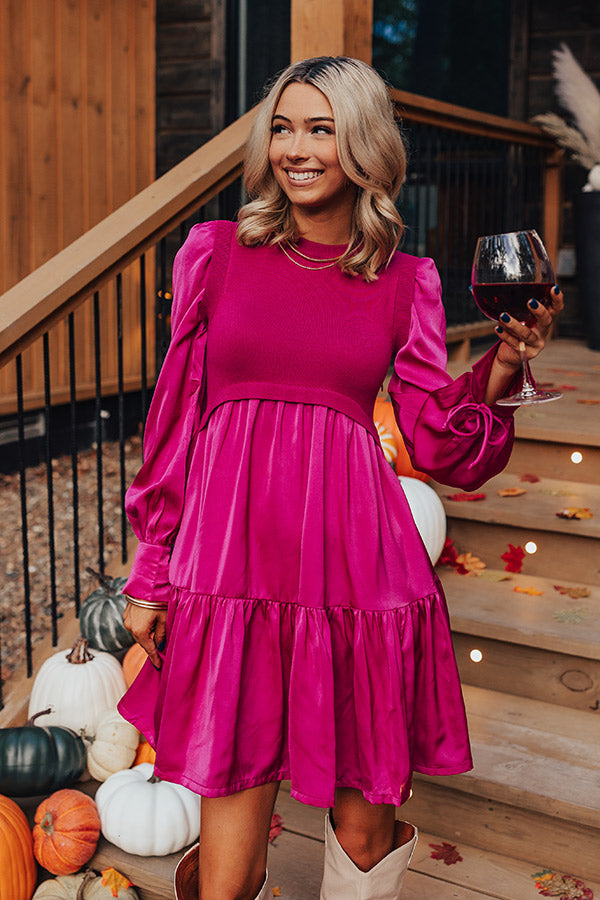 Gather The Courage Shift Dress In Fuchsia Image - 3