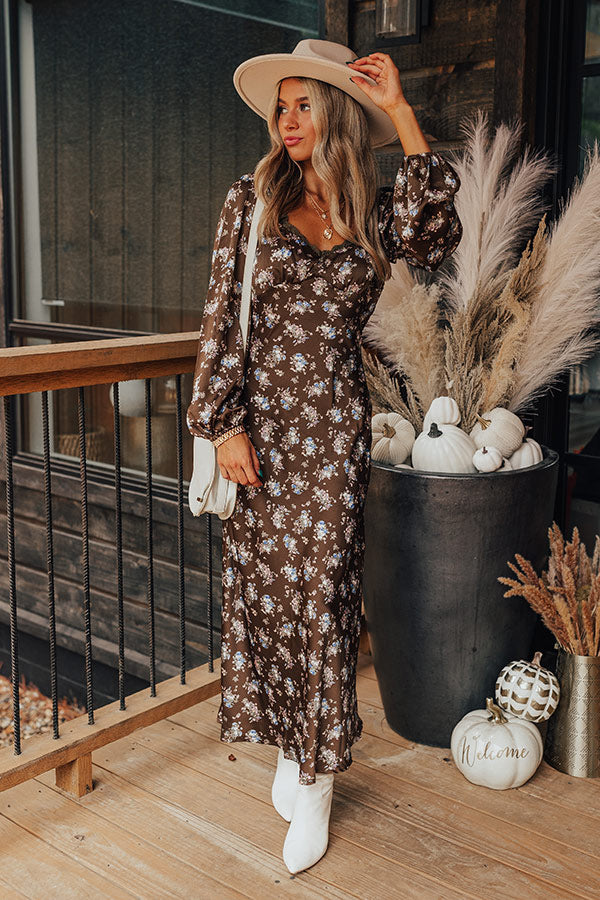 Original Dream Satin Floral Maxi In Martini Olive Image - 2