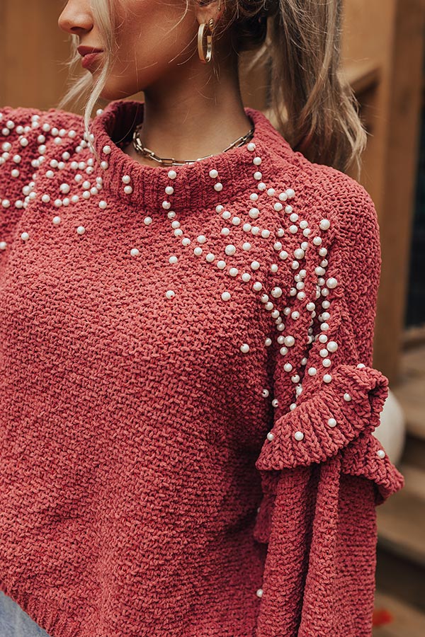 Cuddle Up With Cocoa Embellished Sweater in Rustic Rose Image - 1