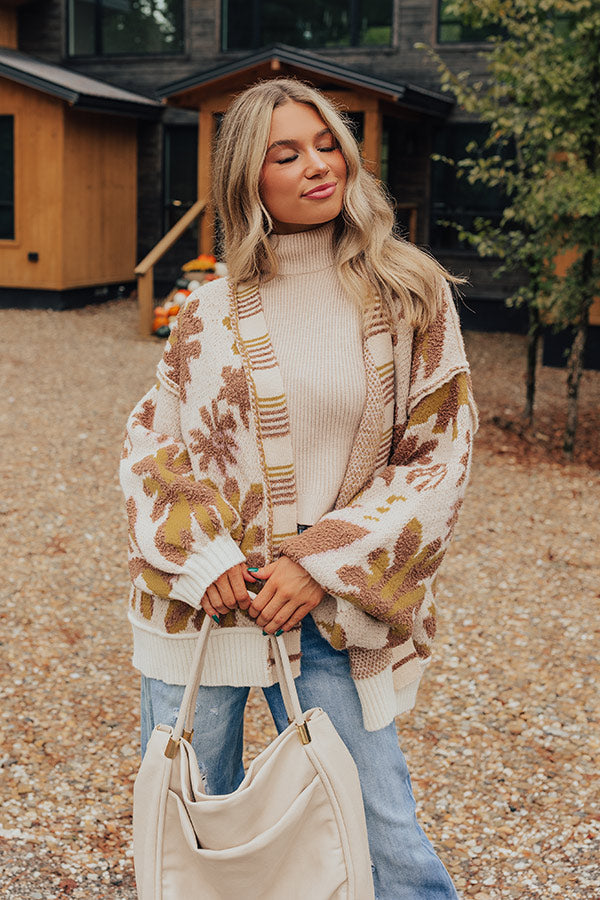 Lost In A Novel Knit Cardigan In Cream Image - 5