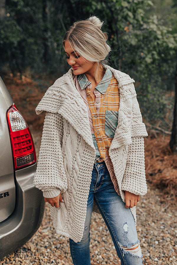 Mountain View Cable Knit Cardigan In Ivory Image - 1
