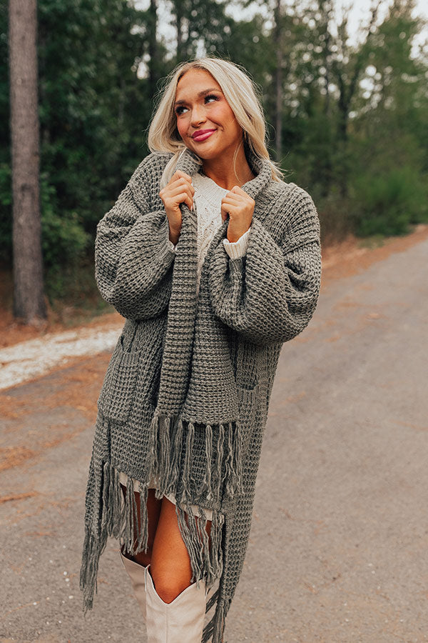 Vail Valley Knit Cardigan In Dark Sage Image - 2
