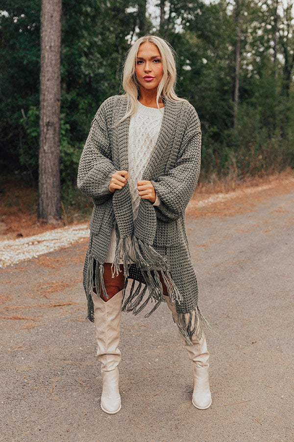 Vail Valley Knit Cardigan In Dark Sage Image - 5