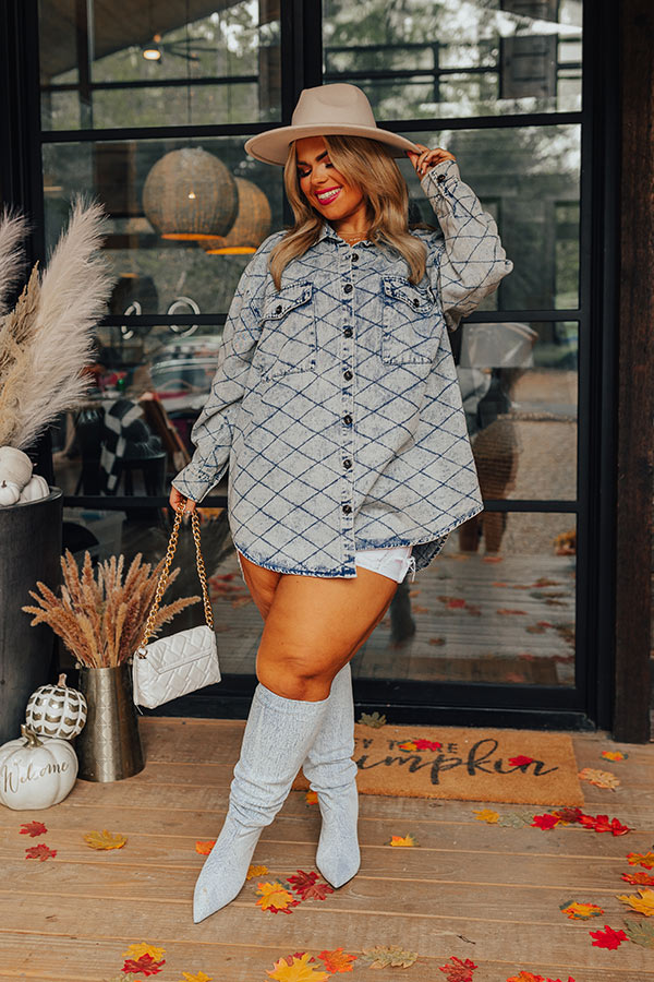 Stop Time Light Weight Denim Jacket in Light Wash Curves Image - 5