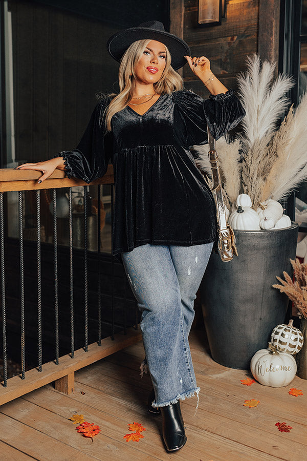 Winding Roads Velvet Babydoll Top Curves Image - 2