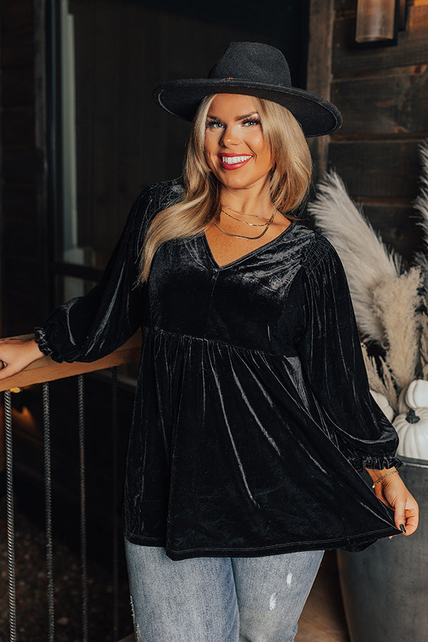 Winding Roads Velvet Babydoll Top Curves Image - 1
