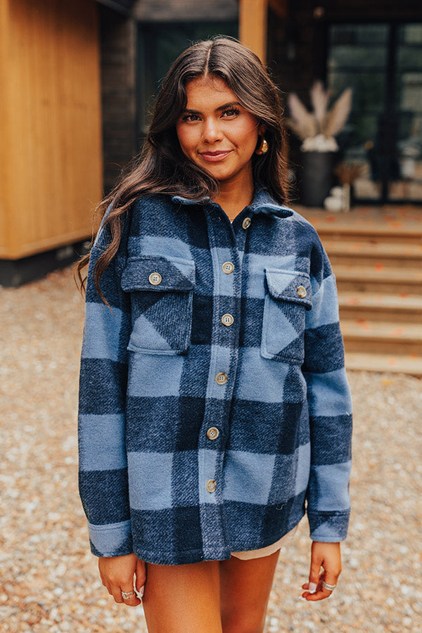 Cozy Paradise Plaid Jacket in Navy Image - 5