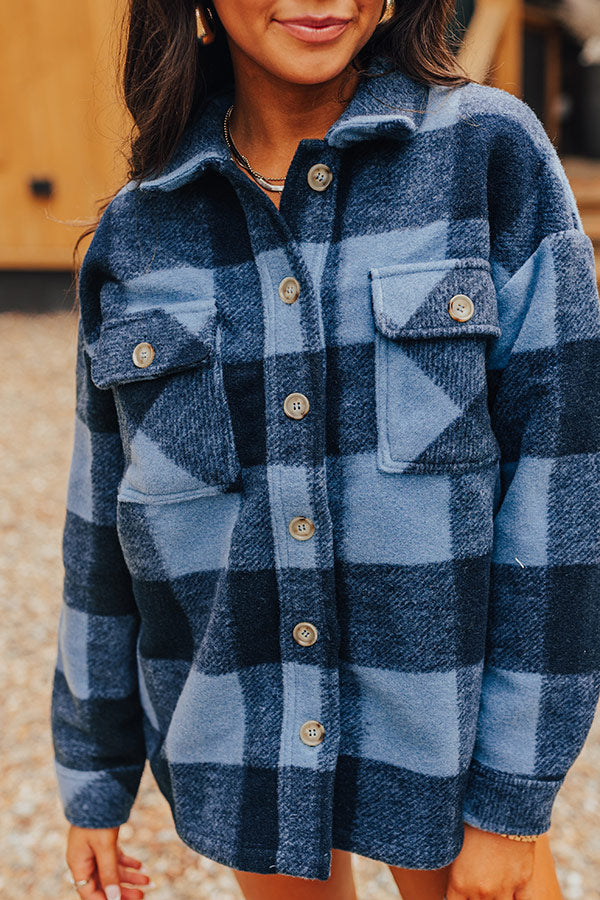 Cozy Paradise Plaid Jacket in Navy Image - 4