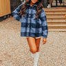 Cozy Paradise Plaid Jacket in Navy Image - 1