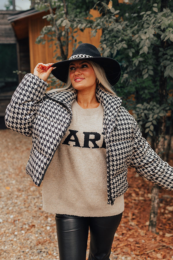 On The Way Houndstooth Puffer Jacket Image - 1