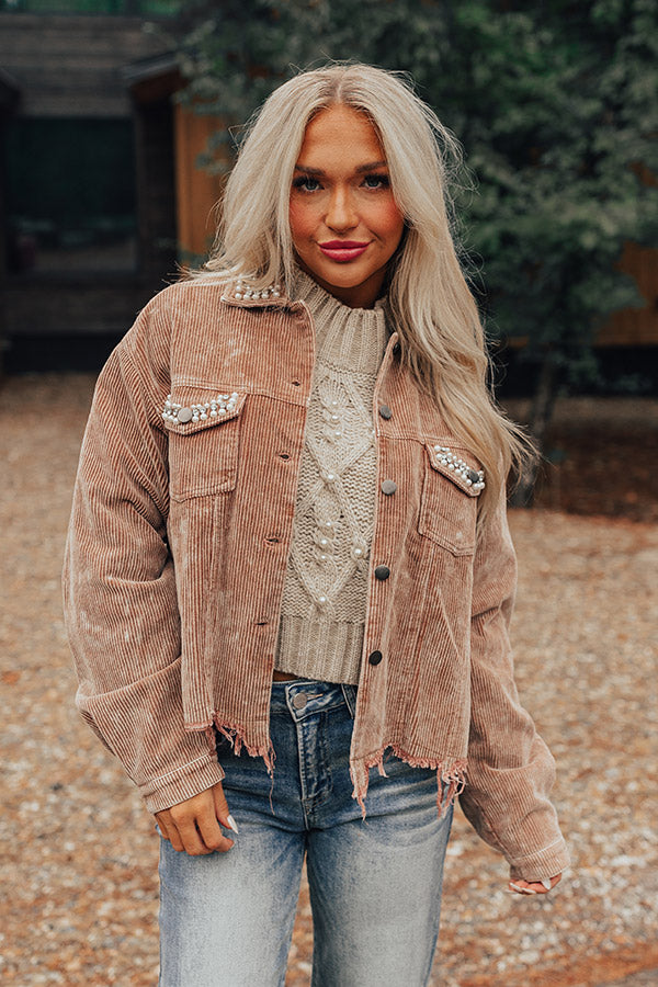 Iced Tea Afternoon Embellished Corduroy Jacket Image - 2