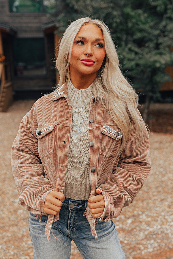 Iced Tea Afternoon Embellished Corduroy Jacket Image - 3