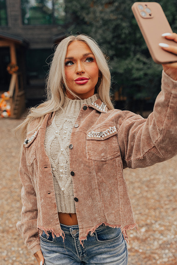 Iced Tea Afternoon Embellished Corduroy Jacket Image - 1