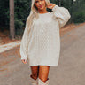 Seasonal Treats Cable Knit Sweater Dress in Ivory Image - 1
