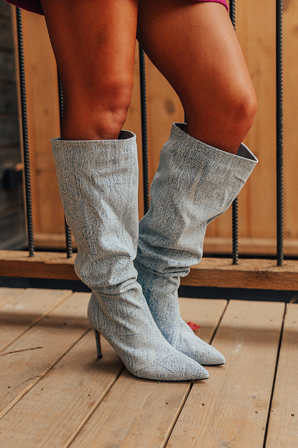 The Raleigh Knee High Denim Boot Image - 5