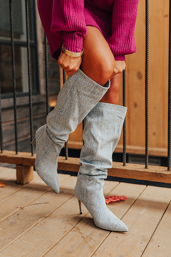 The Raleigh Knee High Denim Boot Image - 3