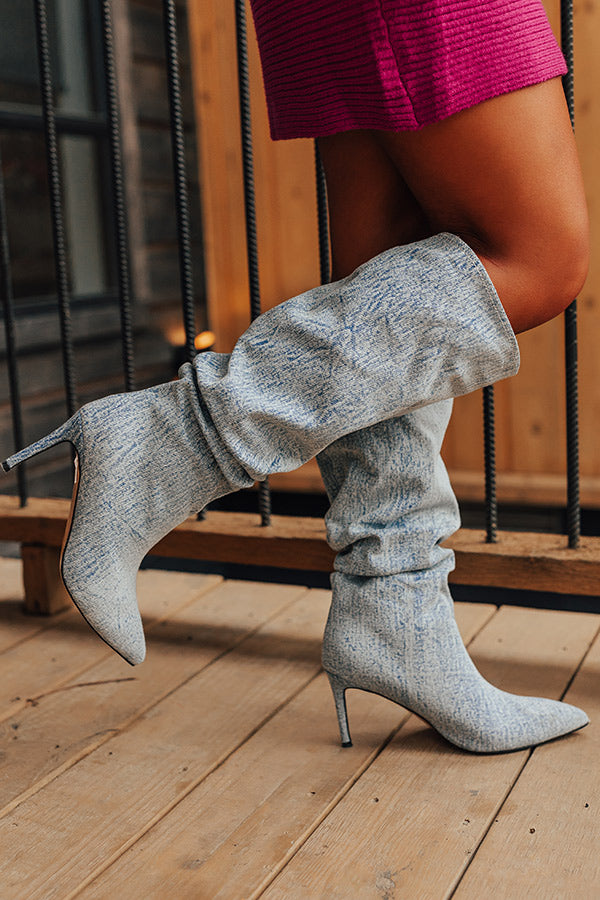 The Raleigh Knee High Denim Boot Image - 2