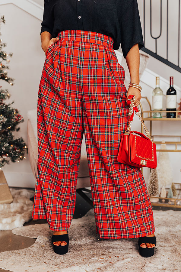 The Kaylie Wide Leg Plaid Pants Curves Image - 2