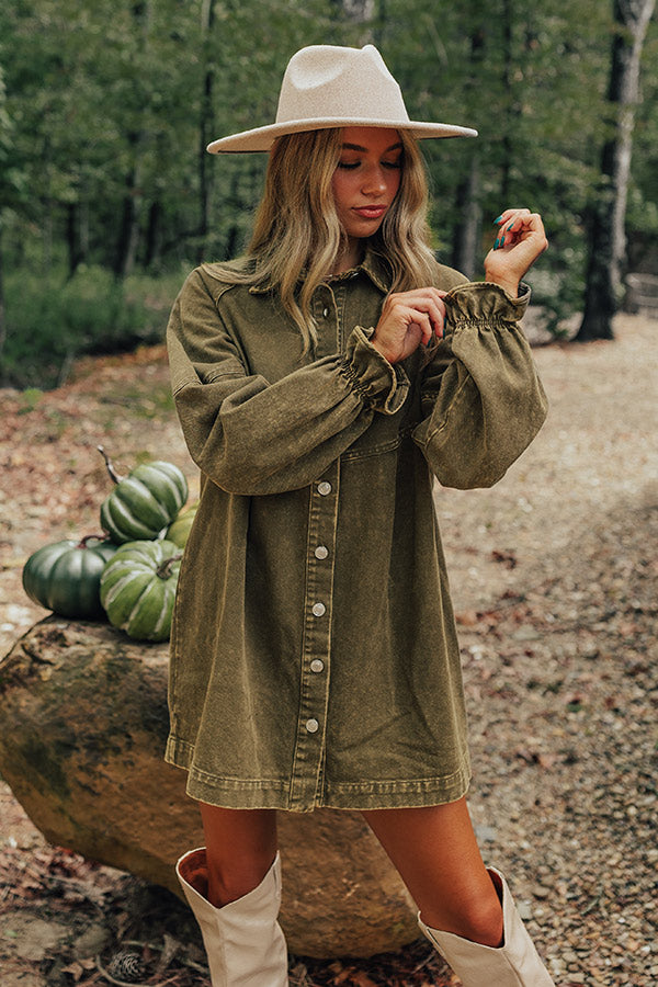 Tomorrow Is A New Day Denim Dress In Martini Olive Image - 2