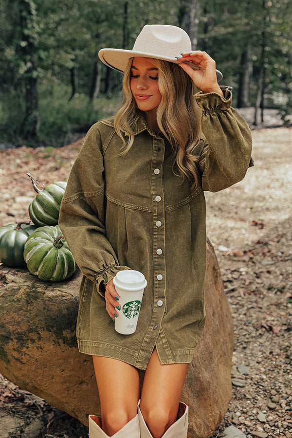 Tomorrow Is A New Day Denim Dress In Martini Olive Image - 5