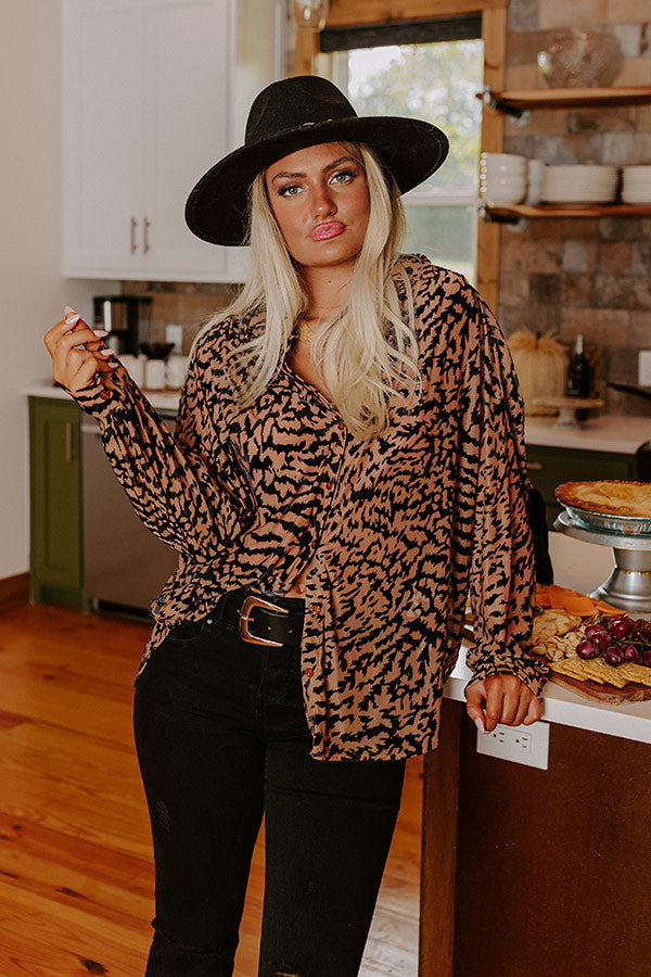 Modern Muse Velvet Burnout Top in Iced Mocha Image - 1