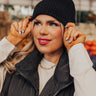 Fall Gratitude Fleece Lined Beanie In Black Image - 1