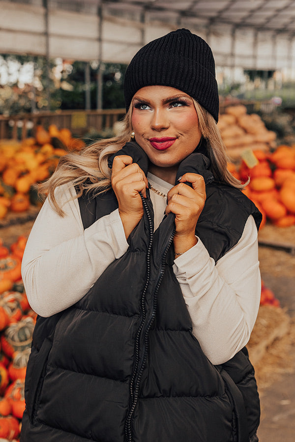 Fall Gratitude Fleece Lined Beanie In Black Image - 3