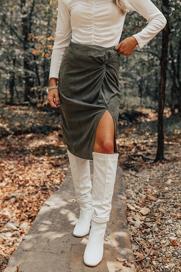 Autumn Harmony Faux Suede Skirt In Forest Image - 5