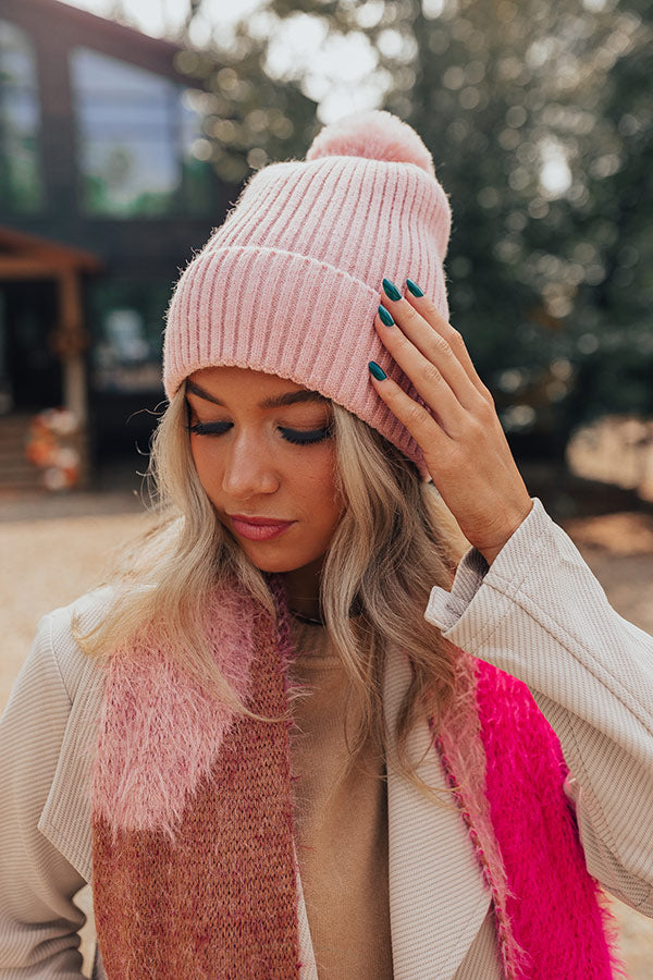 Toasty Times Fleece Lined Beanie In Pink Image - 1