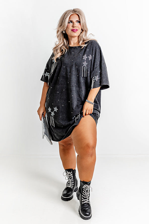 Artfully Done Embellished T-Shirt Dress in Vintage Black Curves Image - 1
